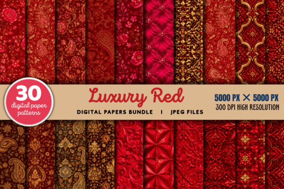 Download Luxury Red Digital Paper Red Bundle - Premium Bundle